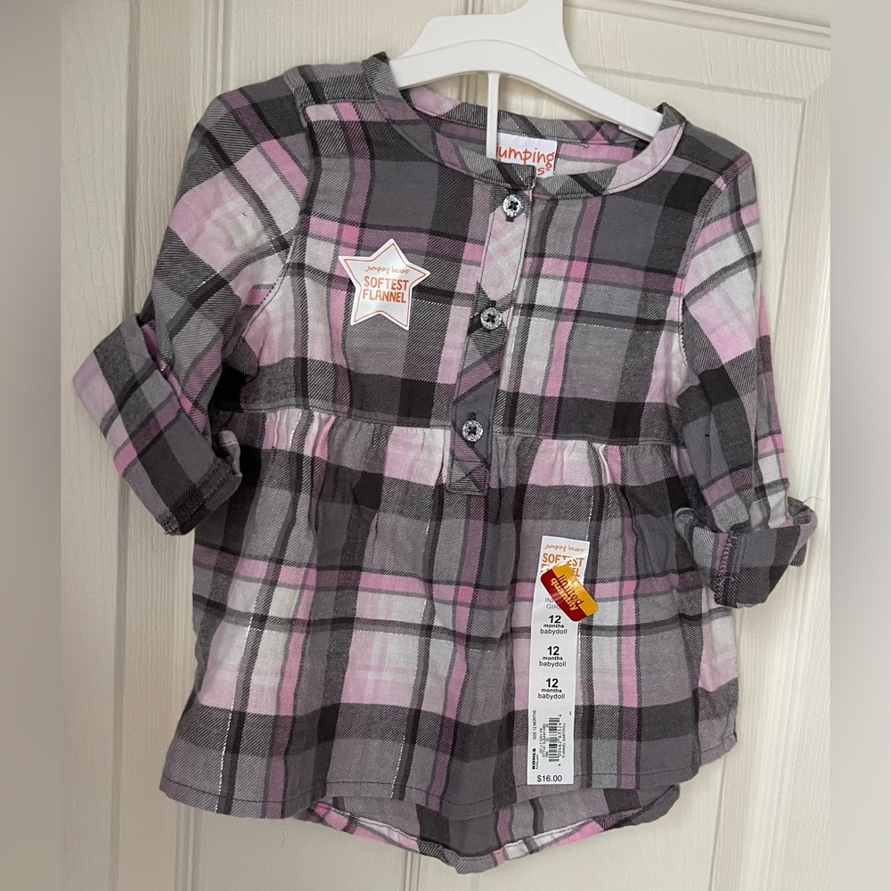 nwt plaid flannel long sleeve infant girls shirt